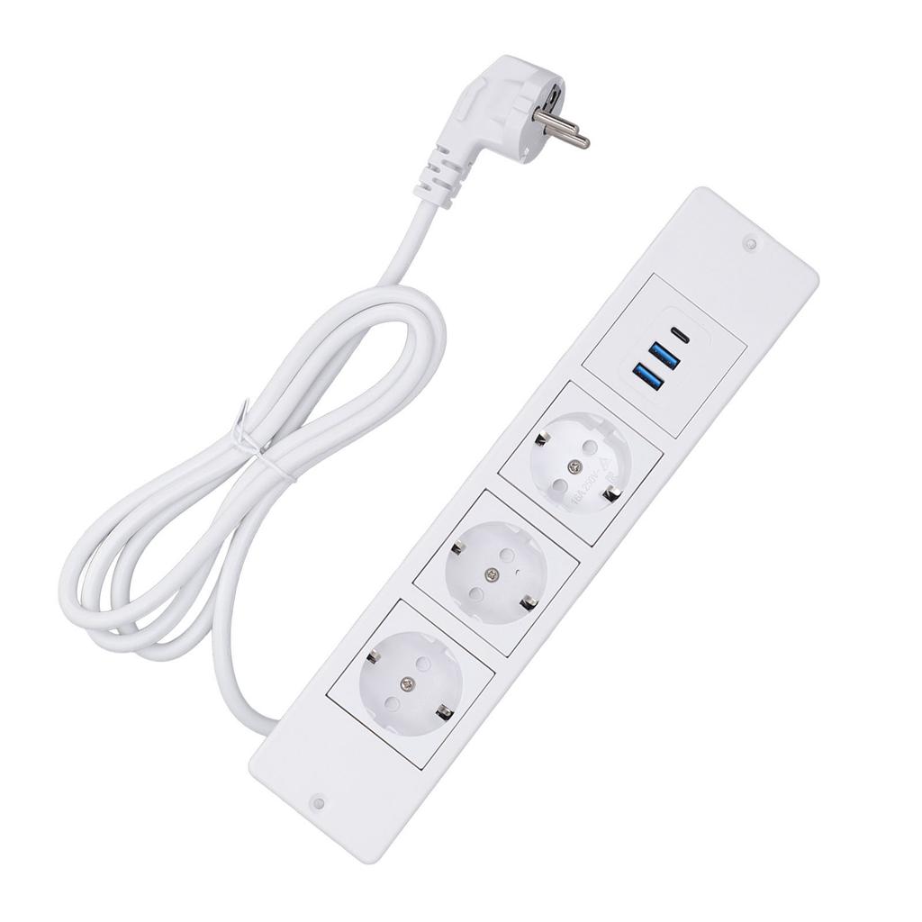 Встраиваемая сетевая планка 3 розетки 2 порта USB A 1 порт USB C PD20W Настольная розетка со шнуром 1,5 м Стандартная