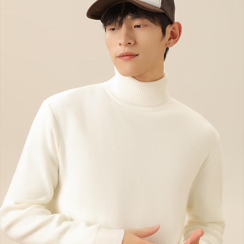 MINISO Men's Fleece-Lined High-Neck Pullover Sweater