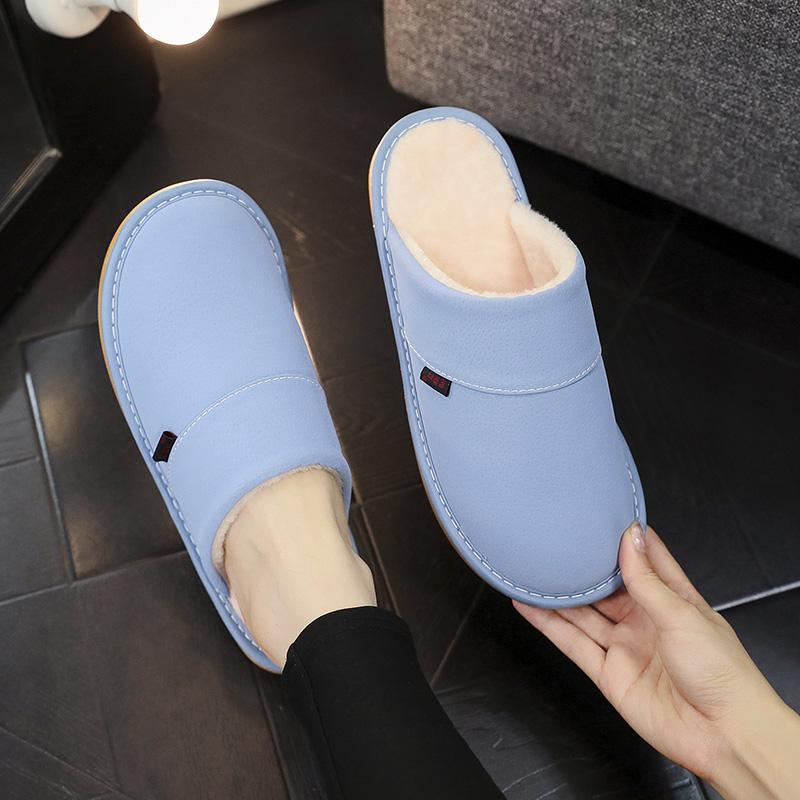 Женские новые хлопковые тапочки, домашние водонепроницаемые нескользящие теплые зимние тапочки, кожаные тапочки для спальни Baotou