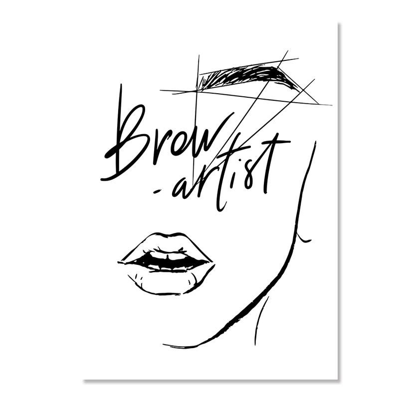 Модный макияж, холст, картина, брови, ресницы, губы, лак для ногтей, настенный художественный постер, салон красоты, декор для спальни для девочек, изображение
