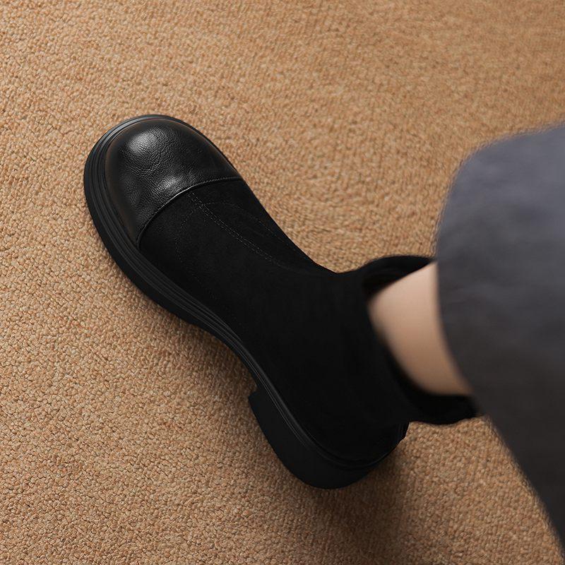 Krazing Pot Microfiber Autumn Winter Shoes Platform Super Size Motorcycle Boots Square Toe Keep Warm Zipper Size 44 Ankle Boots