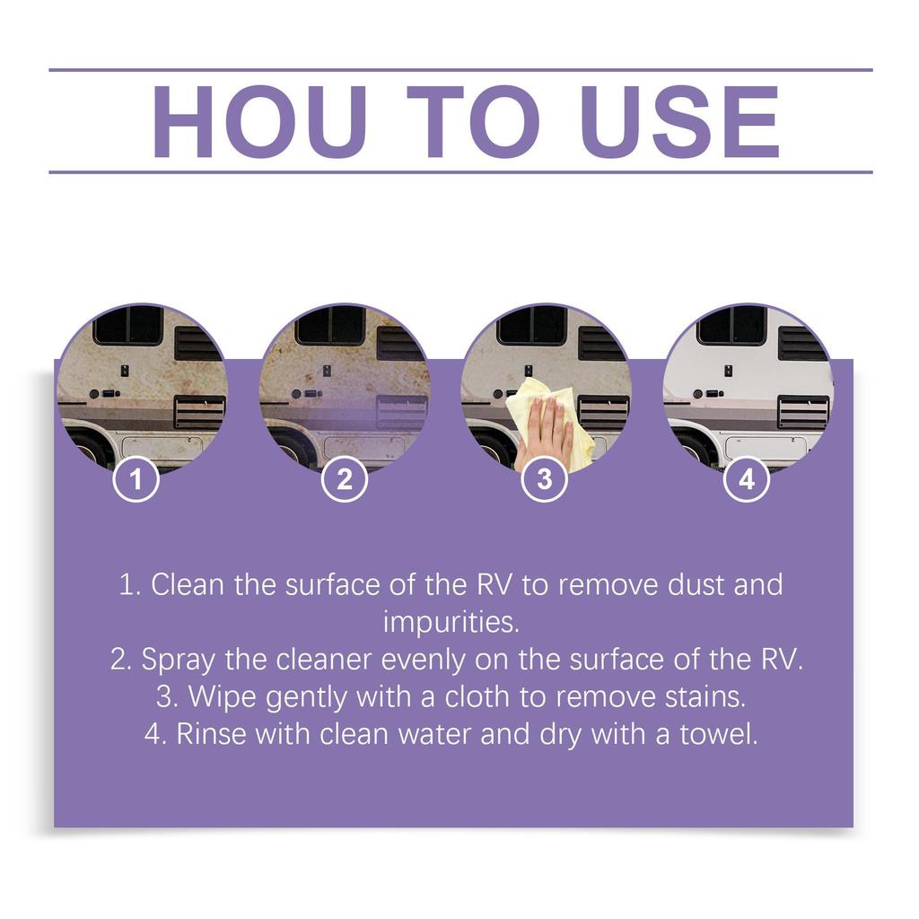 RAYHONG RV Cleaning Solution One-step Cleaning Easily Removes Stains, Shines Like New, UV Protection Coating Agent 100ml
