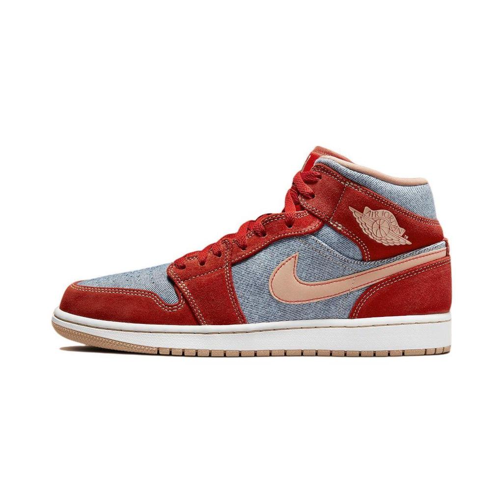 Air Jordan 1 Mid SE PS Denim Red Cinnabar Hemp White DM4383-600