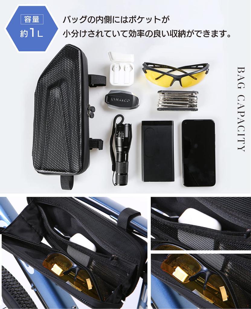 Bel Cuore Frame Bag, Bicycle Bag for Road and Mountain Bikes, Waterproof, Large Capacity, Reflective, Tool and Accessory Storage, Easy Installation