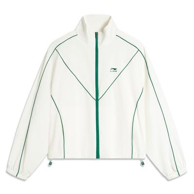 Спортивная ветровка с воротником-стойкой и цветными блоками, женская верхняя одежда, цвет не совсем белый AFDU540-1