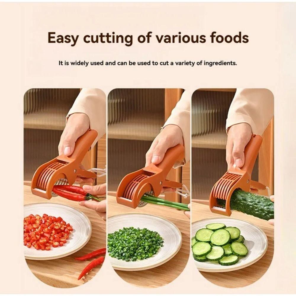 Stainless Steel Portable Salad Cutter Non-slip Handle Fruit Chopping Tool  Kitchen Gadgets