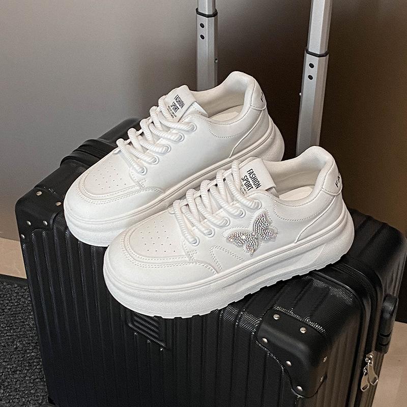 Trend Butterfly Versatile Fashion Little White Shoes Women's Summer Skirt 2024 Spring and Autumn Popular Platform Casual Board Shoes