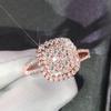 Роскошное женское модное кольцо на палец цвета розового золота, обручальное кольцо, блестящие циркониевые аксессуары, изысканное помолвочное ювелирное изделие