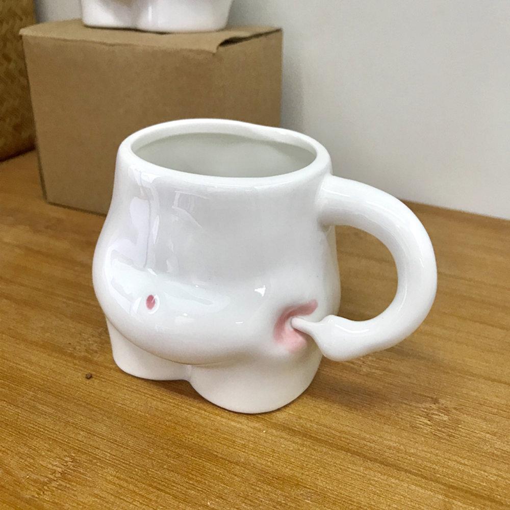 Кавайная керамическая кружка для кофе, милая фарфоровая чашка с 'защемленным' животом, креативная забавная кружка для питья на завтрак, для молока, воды