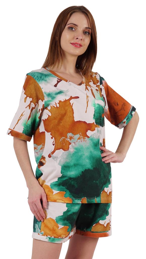 Inkmeso Printed Nightwear Shorts Set For Women Top And Short Sleepwear Sets 2