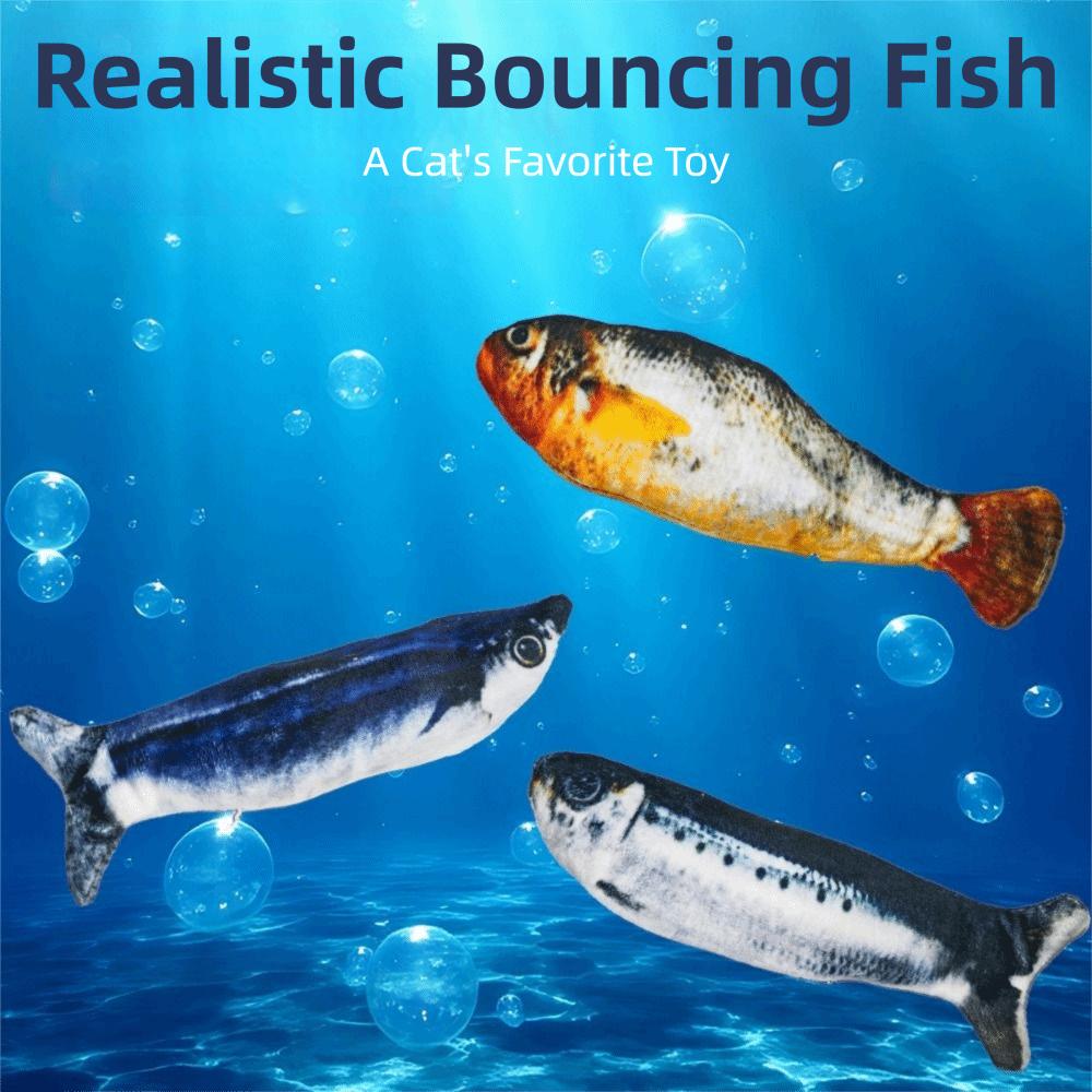 1/3Pcs Wagging Tail Electric Simulation Fish Cat Toy Plush Tap-Activated Interactive Cat Toy Type-C Charging Motion Sensor