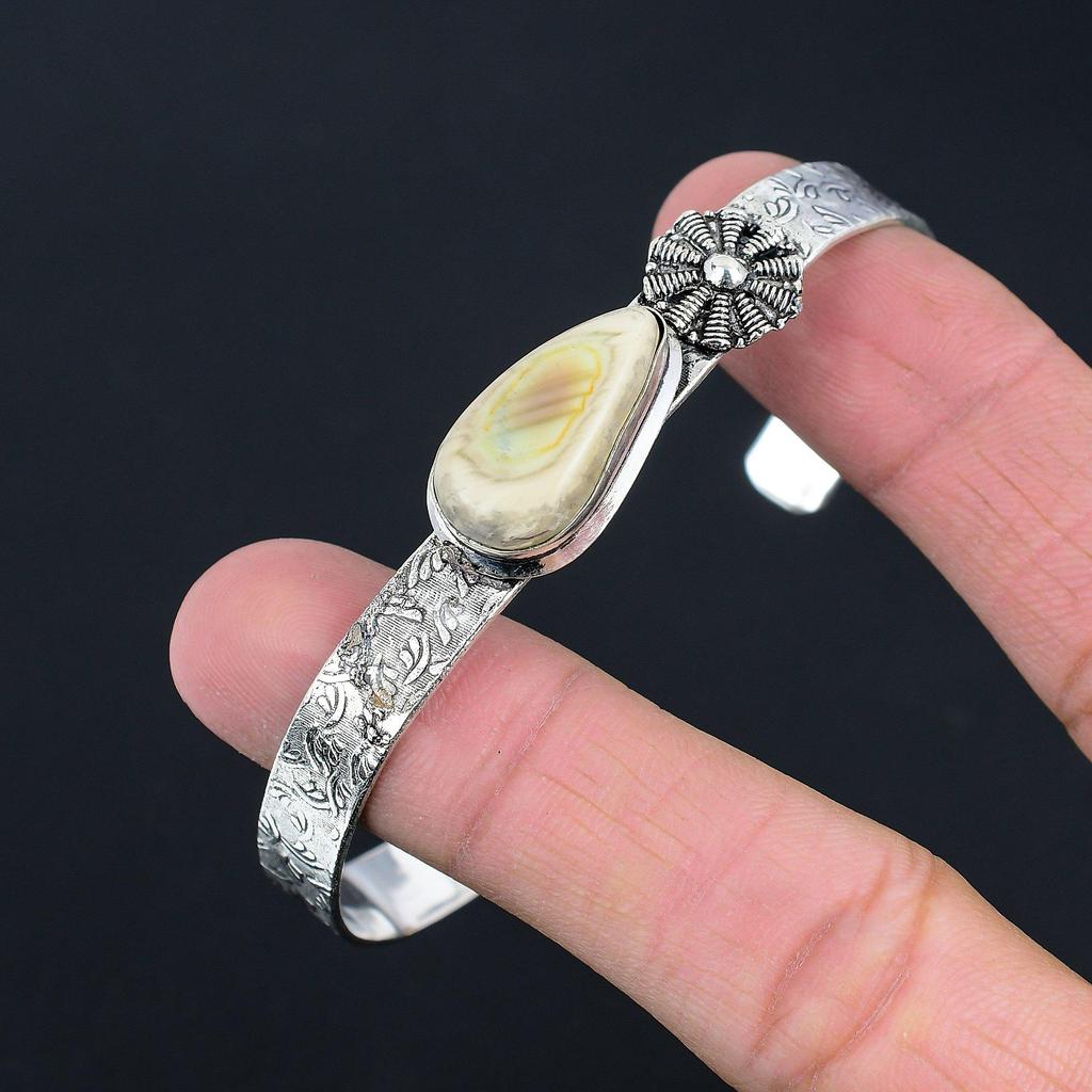 Распродажа ко Дню сестер Натуральная императорская яшма Серебро 925 пробы Бохо браслет-бенгл Ювелирные изделия