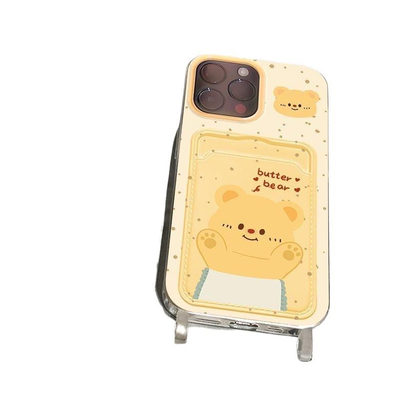 Милый чехол для карт Butter Bear Fun Protective Case подходит для чехлов для телефонов IPhone16ProMax и IPhone 14