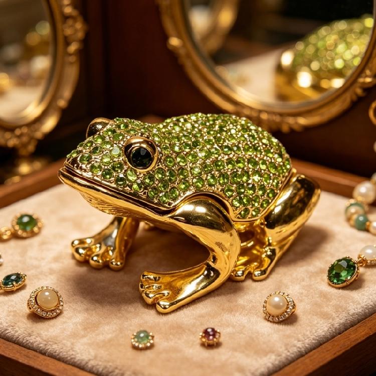 Fashionable Chinese Frogs Shape Jewelry Holder With Elegant Gift Packaging Portable Jewelry Container