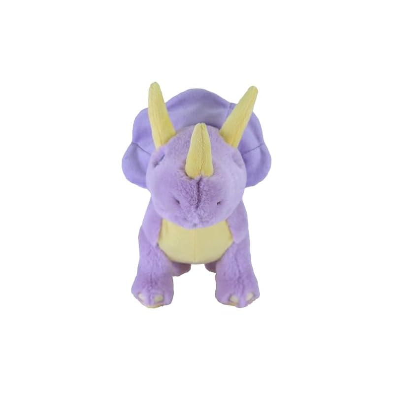 SunLemon Fluffy's Rainbow Triceratops Medium Plush Toy, 14 x 32 x 23cm, Colorful and Cute, Perfect for Social Media and Photo Shoots, Light Purple,