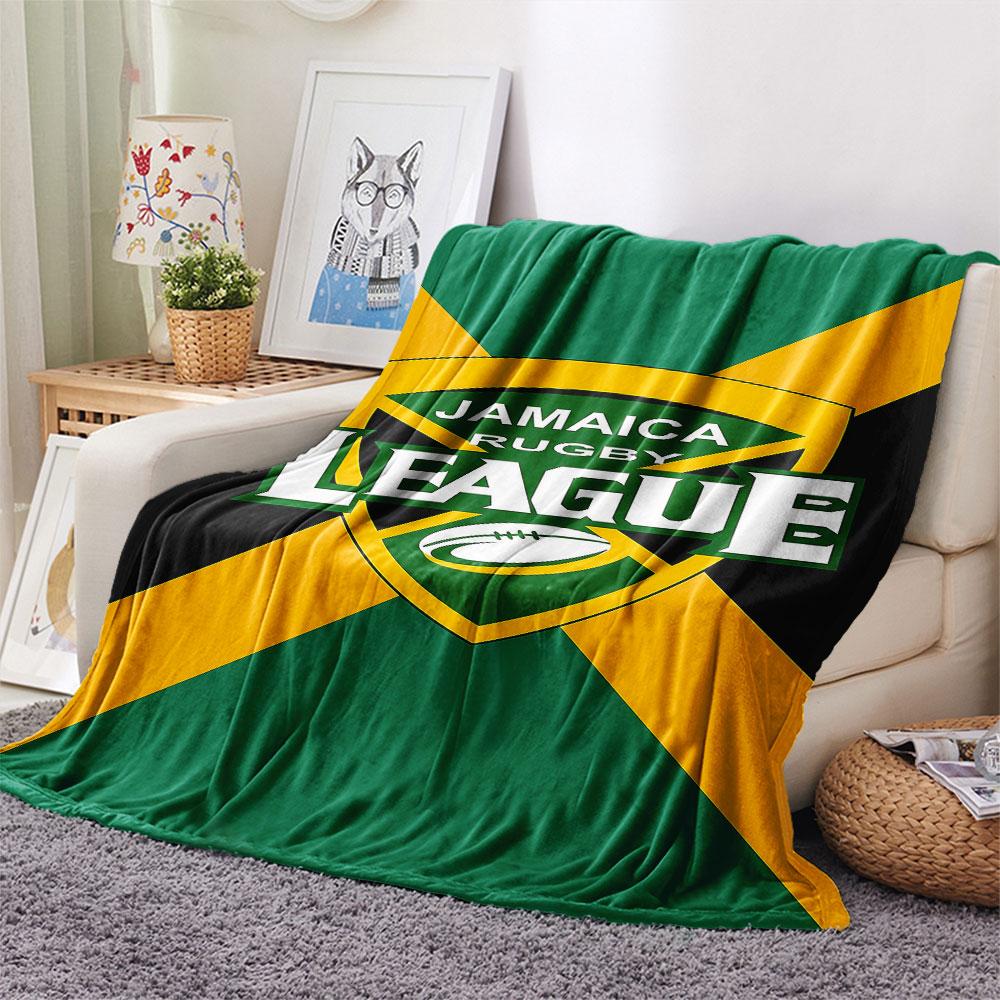 1PC Jamaica Rugby League Patterned Flannel Blanket Suitable For All Seasons for Home Decor Warmth and Comfort Gifts Holiday Present