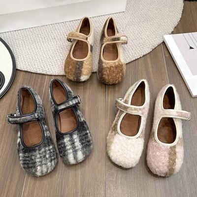 Модные женские теплые туфли на плоской подошве, модные теплые туфли Мэри Джейн без застежек, женская мягкая подошва, симпатичная обувь с круглым носком
