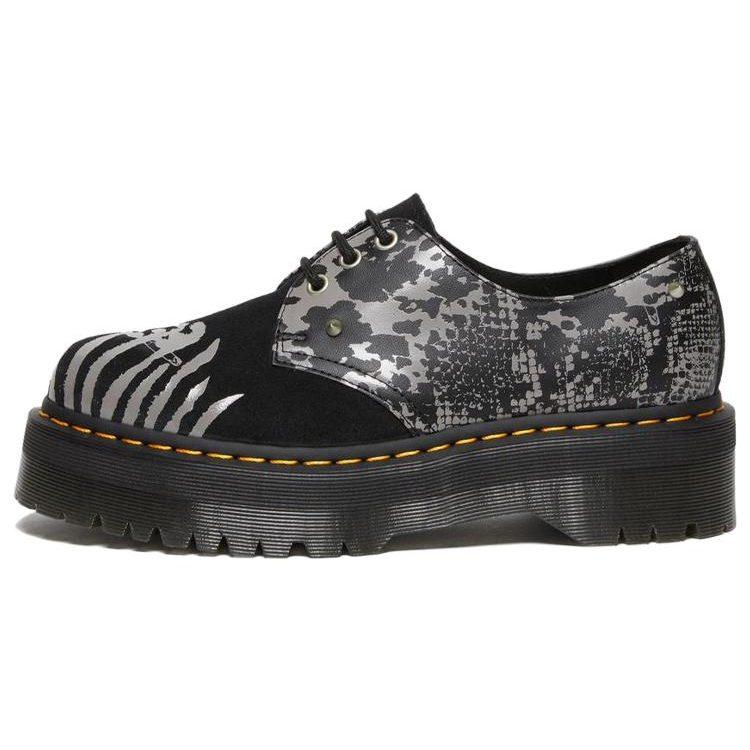 Доктор. Ботинки Dr. Martens 1461 Animal Clash из кожи и замши на платформе 'Черно-серые' 27695001