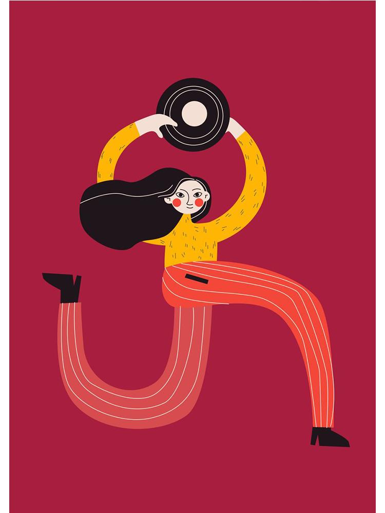 Забавный меломан, холст, живопись, постеры, принты, абстрактная девушка, играющая на гитаре, нота, настенное искусство для современной гостиной, домашний декор