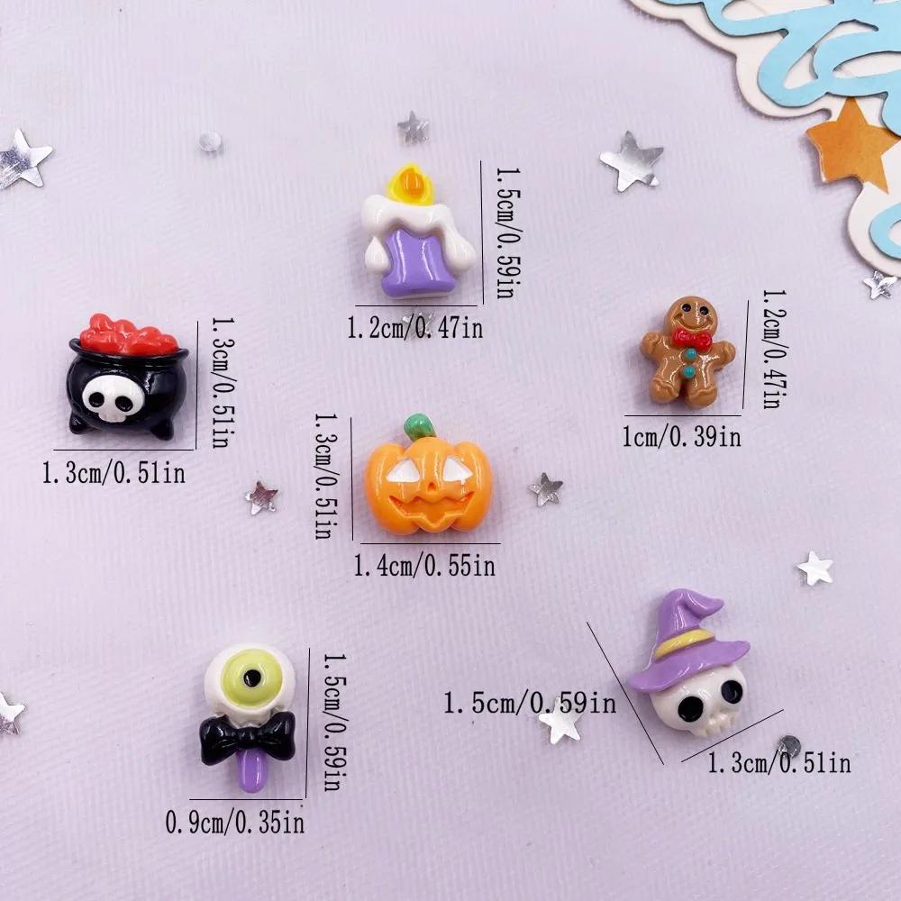 10 шт. смоляные разноцветные тыквенные черепа, дьявольские глаза, привидения, шоколадные человечки, мини-фигурки для дизайна ногтей, плоские камни для самостоятельного изготовления на Хэллоуин
