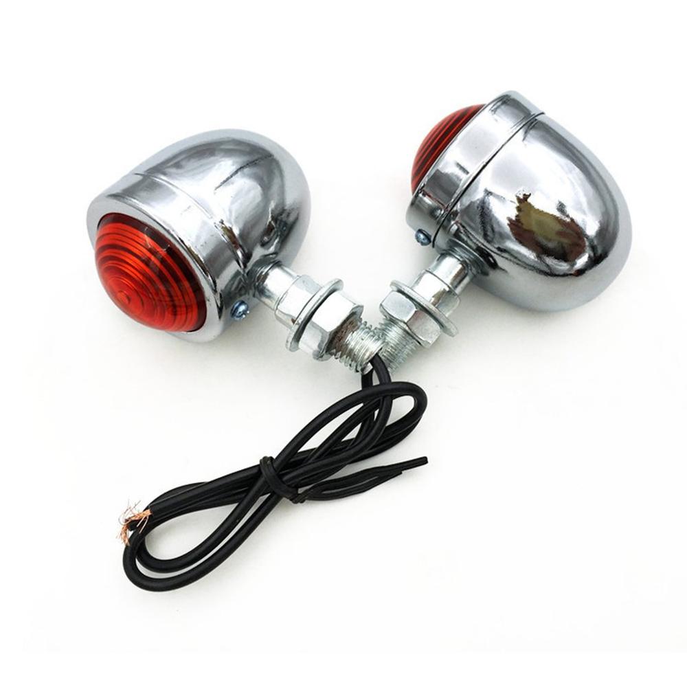 2pcs Old School Motorcycle Blinkers Amber Mini Bullet LED Turn Signals Brake Running Lights Turn Signals Indicators