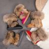 Fashion 2025 All-Match Natural Fox Fur Snow Boots Real Suede Leather Shoes Mid-Calf Knee-High Boots Raccoon Fur Warm Women'S Flat Boots
