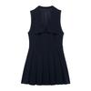 2025 Spring Women's Slim Sleeveless V-Neck High-Waisted Pleated Dress
