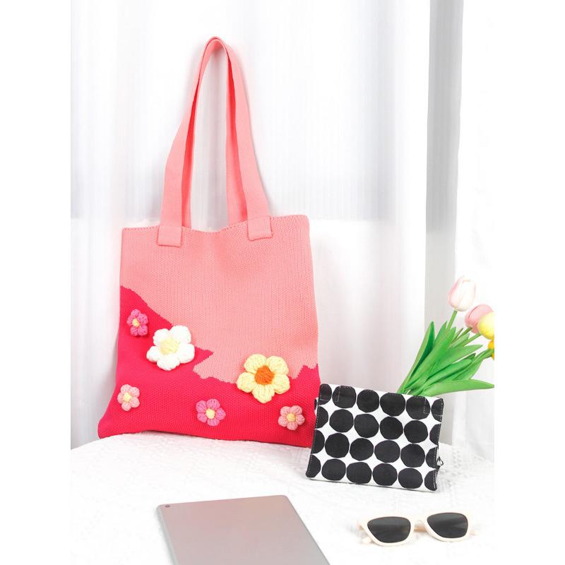 Сшитая вручную крючком тканая сумка на плечо, большая вместительная сумка, сумка для вязания крючком, женская сумка