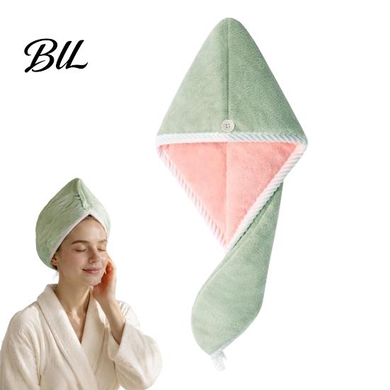 Travel Friendly Hair Wrap Reversible Towel Wrap, Microfiber Turban with Button, Quick Dry, Drying for Long Absorbent Anti-frizz Women Thick Curly Bath