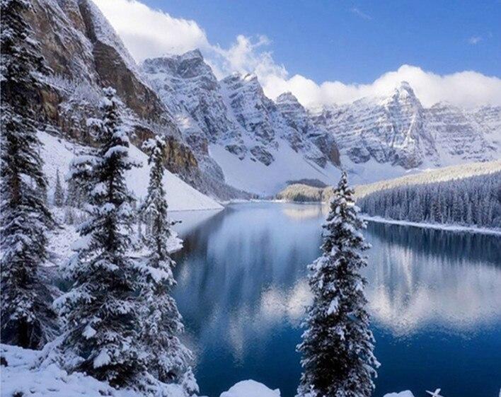 DIY 5D Diamond Painting House Diamond Embroidery Winter Snow Scenery Full Round Mosaic Resin Landscape Cross Stitch Kits