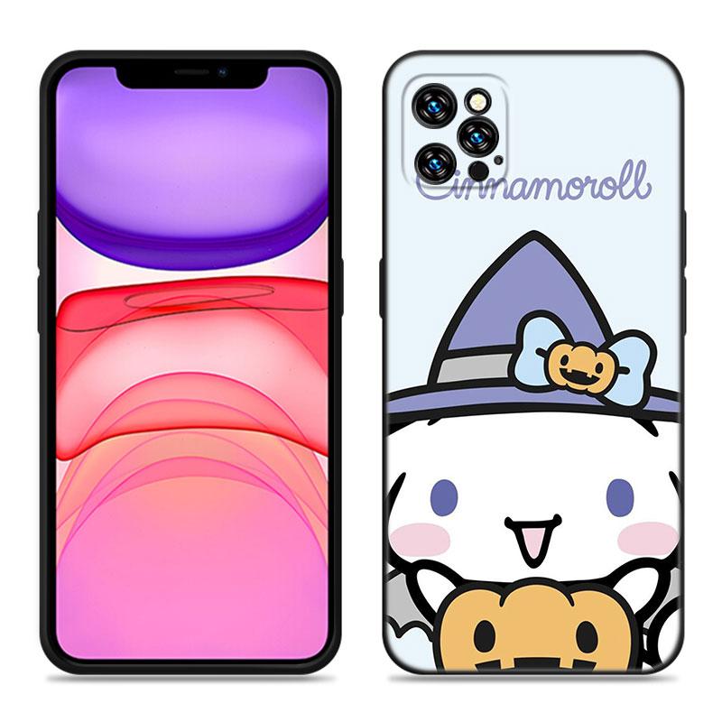Кавайный чехол Cinnamoroll для Apple iPhone 12 13 Mini 11 14 15 Pro Max 7 8 Plus X XR XS SE 2020 2022 Черный силиконовый чехол