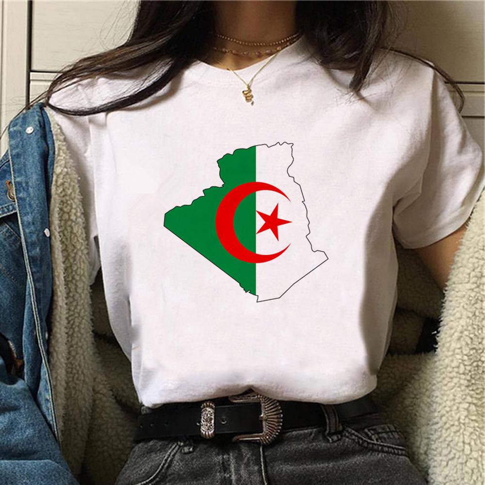 Algeria Cross Flag Shirt Algeria Crewneck Shirt Algeria Travel Gift Unisex Harajuku Print T-shirt Algiers Tee Algeria Shirt