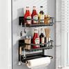 Vinnatsu Kitchen Storage Magnet, Refrigerator Side Rack, Spice Rack, Kitchen Storage with Magnetic Paper Holder (Includes 4 Movable Hooks)