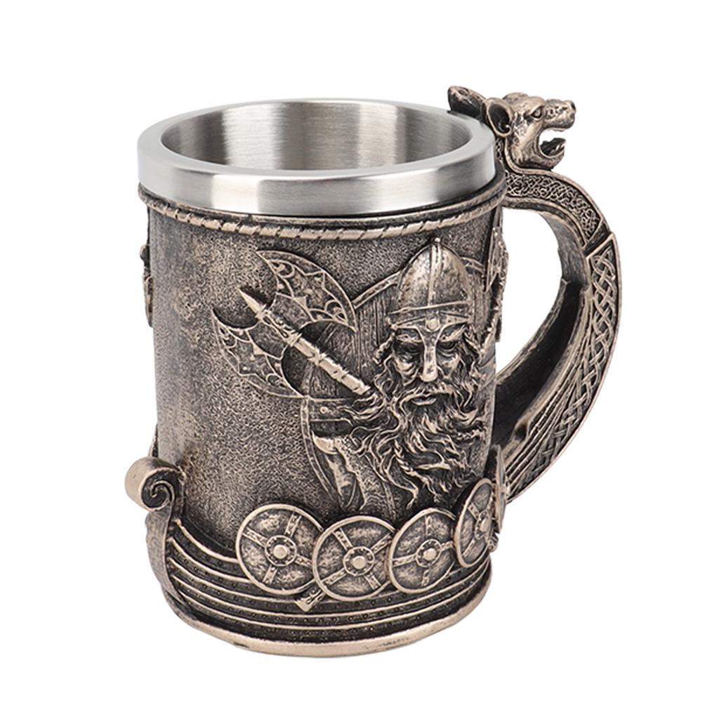 Кружка для пива Viking Vintage, большая емкость, нержавеющая сталь, кружка, смоляные украшения для пива