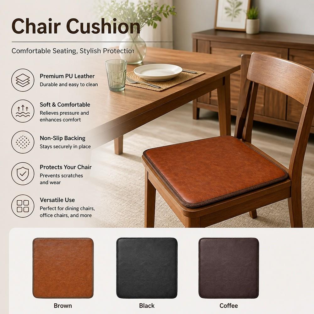 High Resilience PU Leather Seat Cushion 40×40cm/45×45cm Seat Cushion Pad Chair Seat Pad