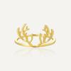 SR0010 Christmas Sterling Silver Antler Ring, Women's Niche Design, Ins Style Jewelry In Gold