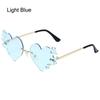 Rimless Fire Heart Shaped Sunglasses Uv400 Protection Costume Accessories Halloween Glasses Flame Love Sun Glasses