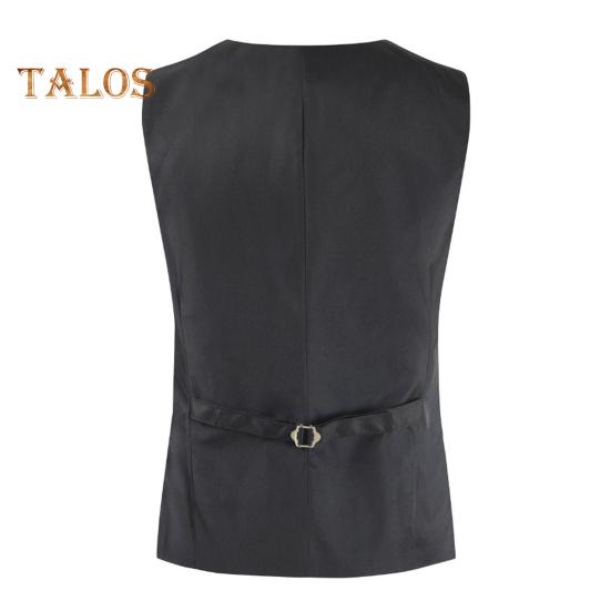 Мужской жилет с V-образным вырезом без рукавов однобортный пиджак однотонный карманный дизайн осенне-зимний деловой жилет