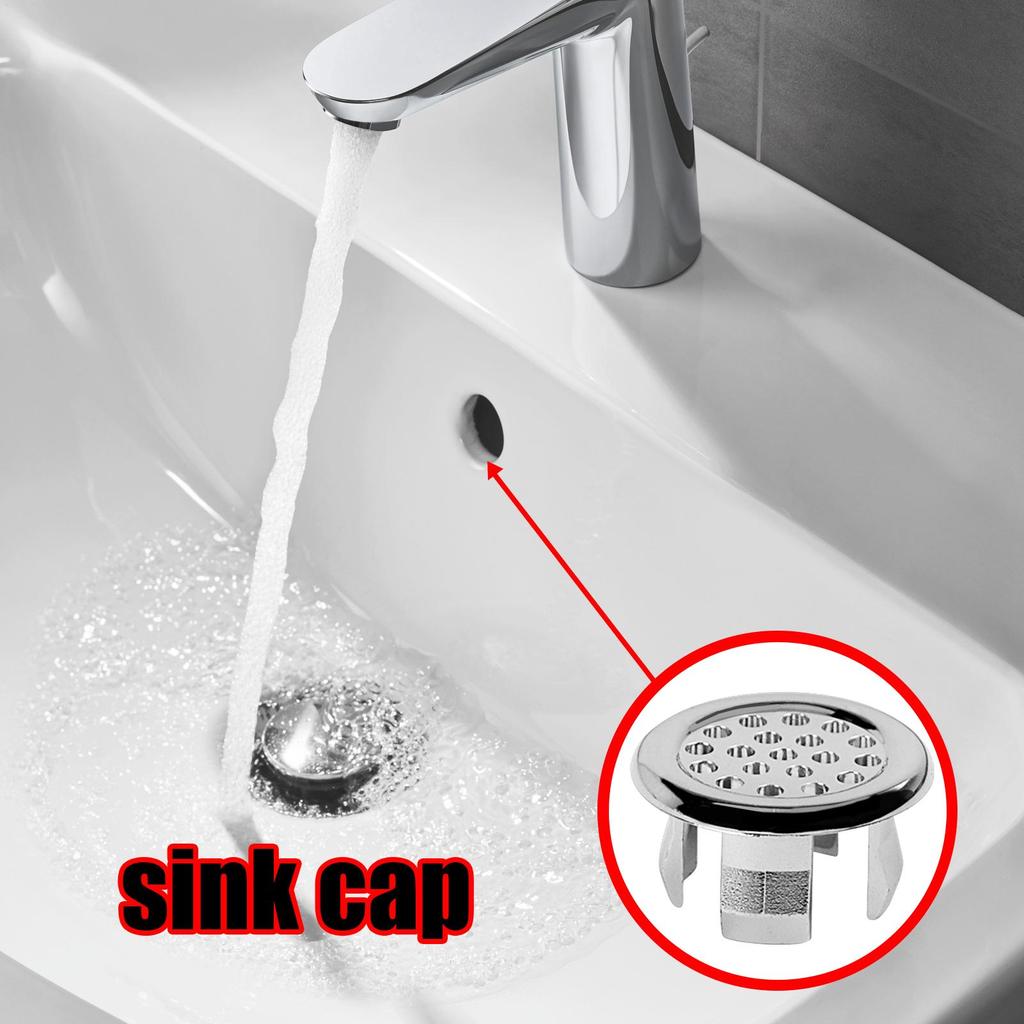 Bathroom Overflow Drain Cover, Round Basin Trim Drain Cap Cover, 22-24mm Sturdy Double Layer Overflow Cover Insert In Hole