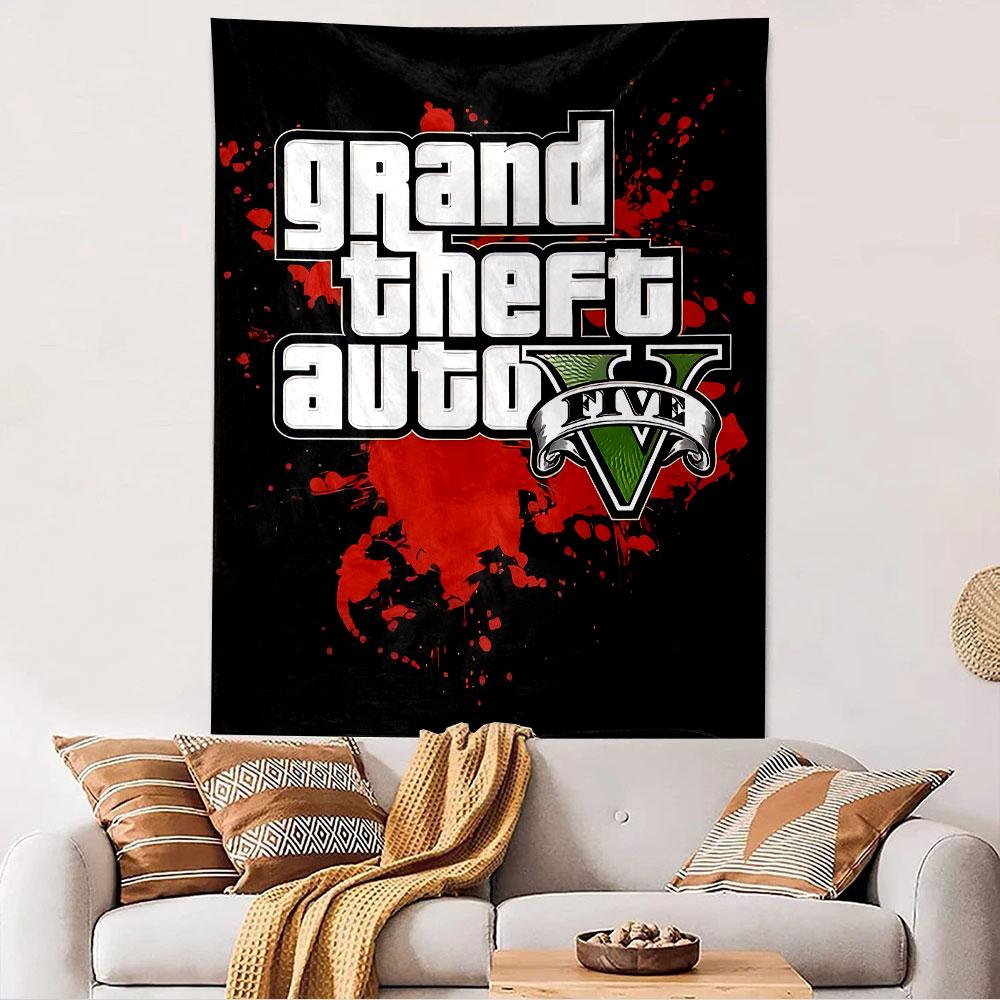 Постер-гобелен Grand Theft Auto V для подвешивания на стену, Игровое искусство GTA 5, Декор стены для геймера, Спальня, Гостиная, Мужская берлога