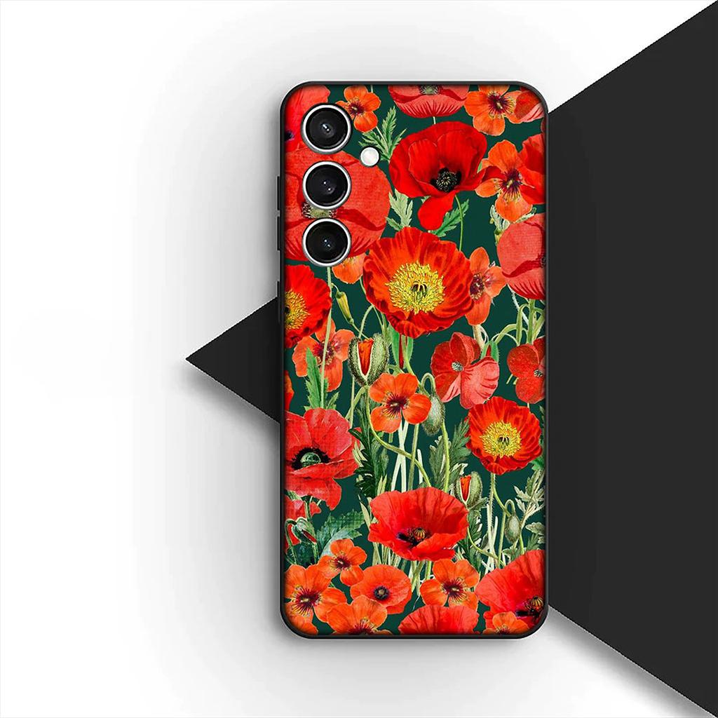 Cover for Apple iPhone 12 13 Pro XS Max Mini ProMax X XR Air 13Pro Casing Phone Case Red P-Poppys Flower Bloom Elegant