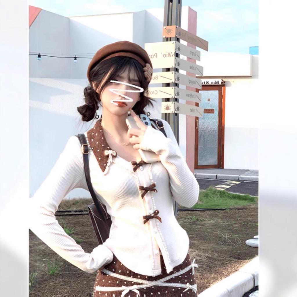 Женский очаровательный кружевной костюм с юбкой - весна и осень в корейском стиле