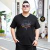 Fat Men's Fat Plus Large Size V-neck Cotton Loose T-shirt Summer Fat Youth Hundred Body Shirts Oversized