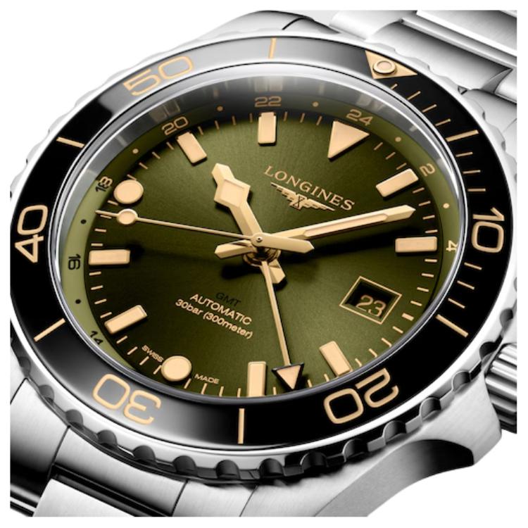 Longines Автоматический механический механизм серии HydroConquest, водонепроницаемость 300 метров, зеленый циферблат, корпус из нержавеющей стали, ремешок из нержавеющей стали L38904066
