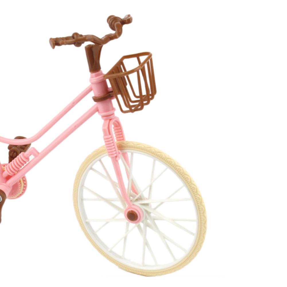 Велосипедная кукла, розовая искусственная велосипедная игрушка, съемная велосипедная корзина, коричневый шлем для маленьких девочек