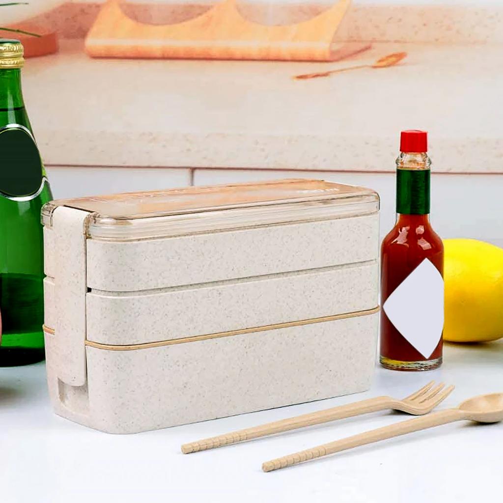 900ml Microwave Lunch Box Wheat Straw Dinnerware Food Storage Container Kids School Office Portable Bento Box Kitchen Gadgets