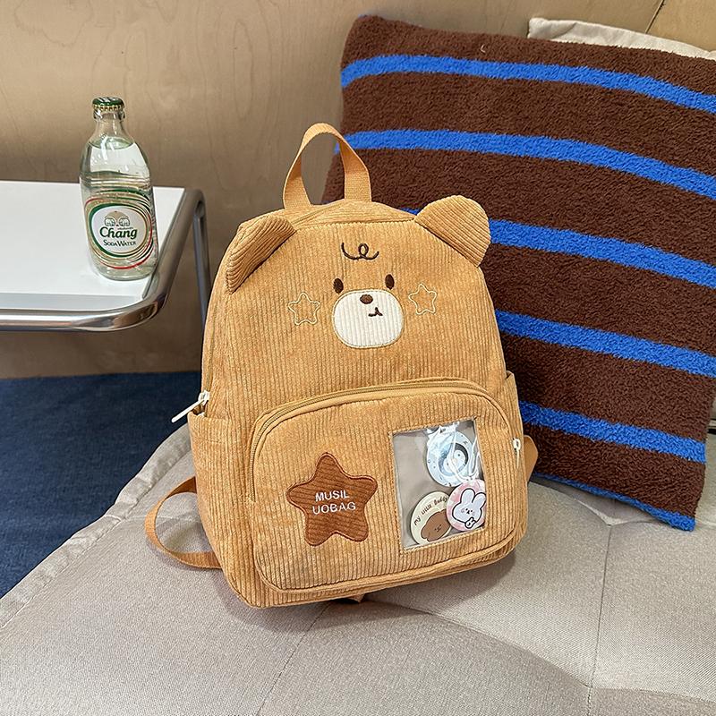 Мультяшный медведь детский сад школьный рюкзак вельветовый рюкзак для учеников начальной школы