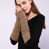 Длинные перчатки Twist корейской версии, женские, осень-зима, новые, полупальцевые шерстяные перчатки, вязаные, теплые, с открытыми пальцами, рукавами-поддельными рукавами