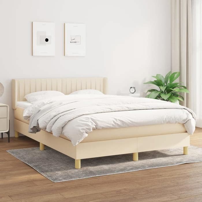 Sommier à lattes avec matelas - Maison Exclusive - Crème - 140x200 cm - Tête de lit réglable
