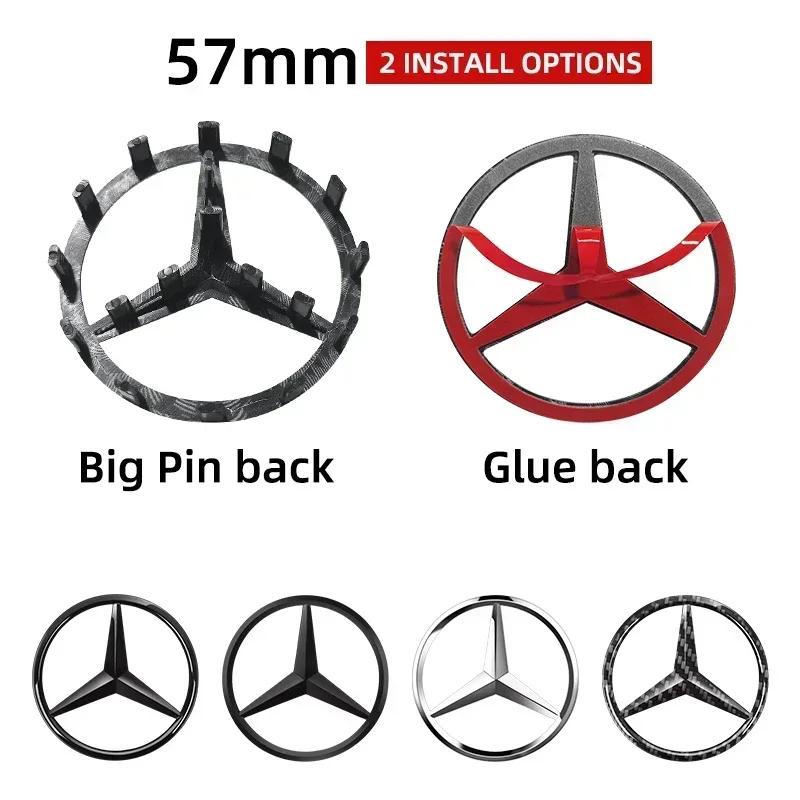1pcs 52mm 57mm Car Steering Wheel Badge Emblem Sticker For Mercedes Benz W204 W205 W212 W213 W221 W177 W246 GLA GLC CLA A Class CG1